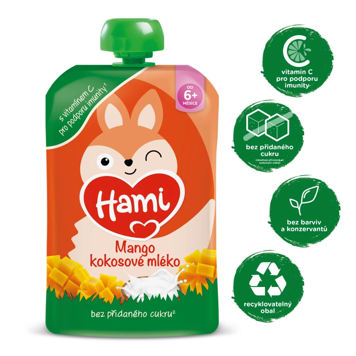 Hami Mango, kokosové mléko 6m+ kapsička 100 g