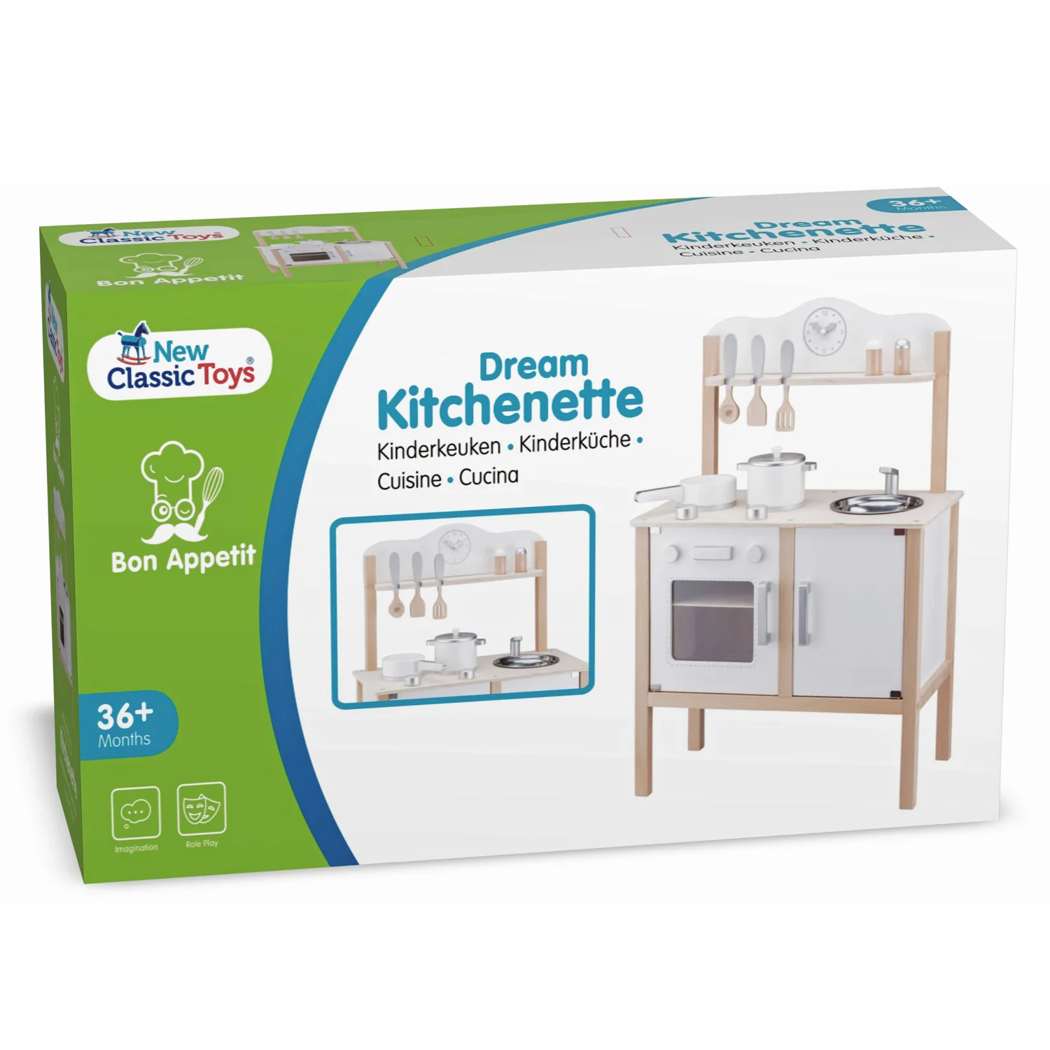 New Classic Toys Dřevěná moderní kuchyňka - bílá