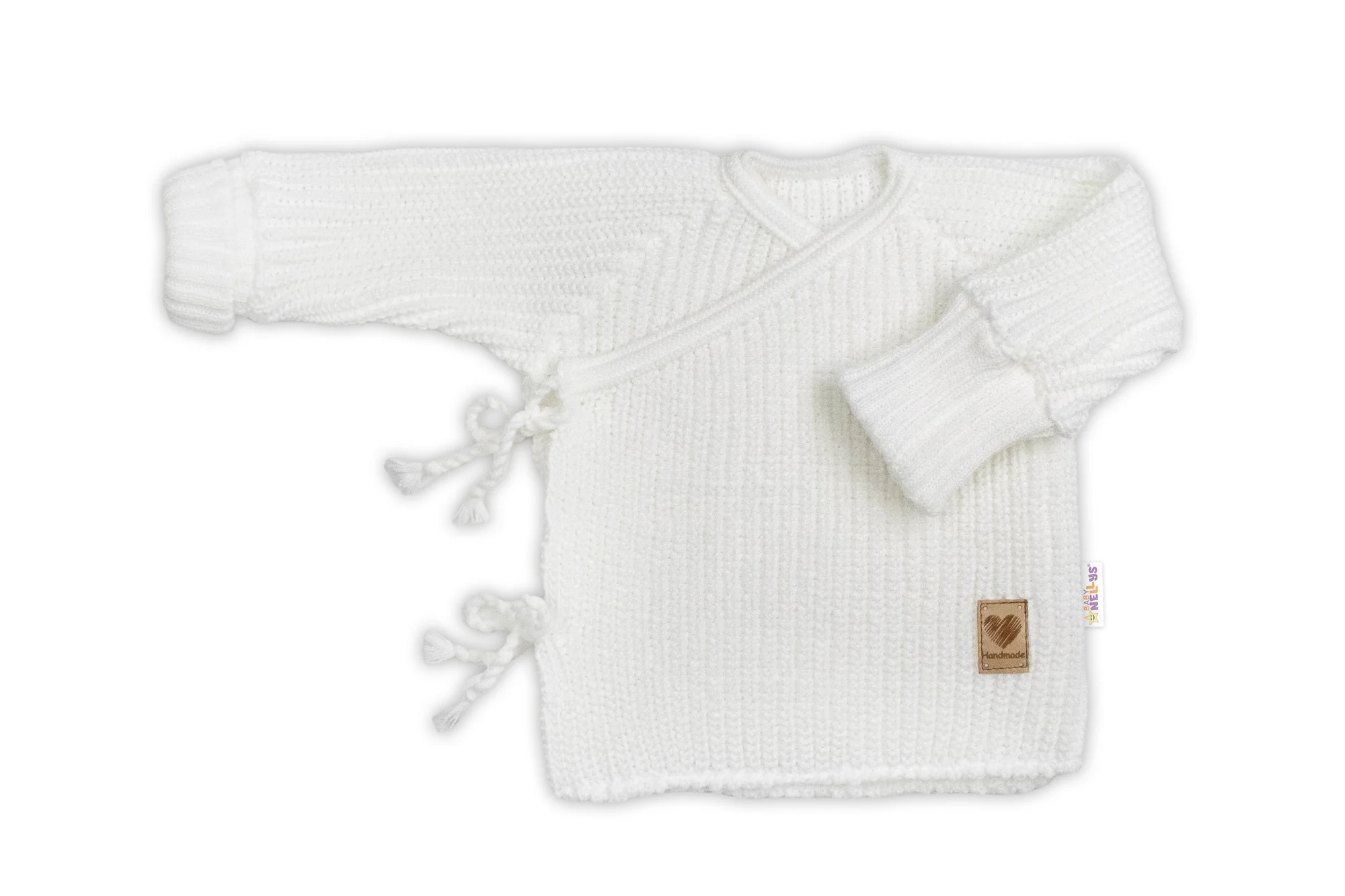 Baby Nellys Kojenecký svetřík, rostoucí, na zavazování na boku - bílá, 62/68