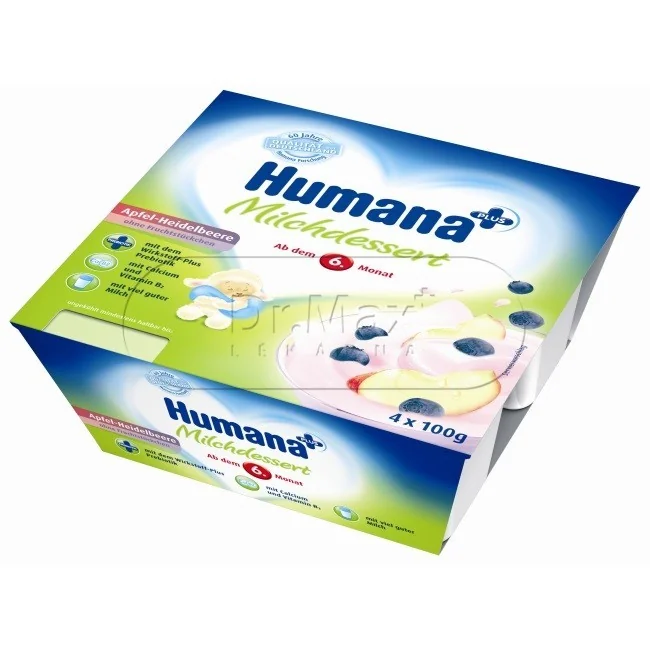 Humana Milch dezert jablko - borůvka 4x100g 6M