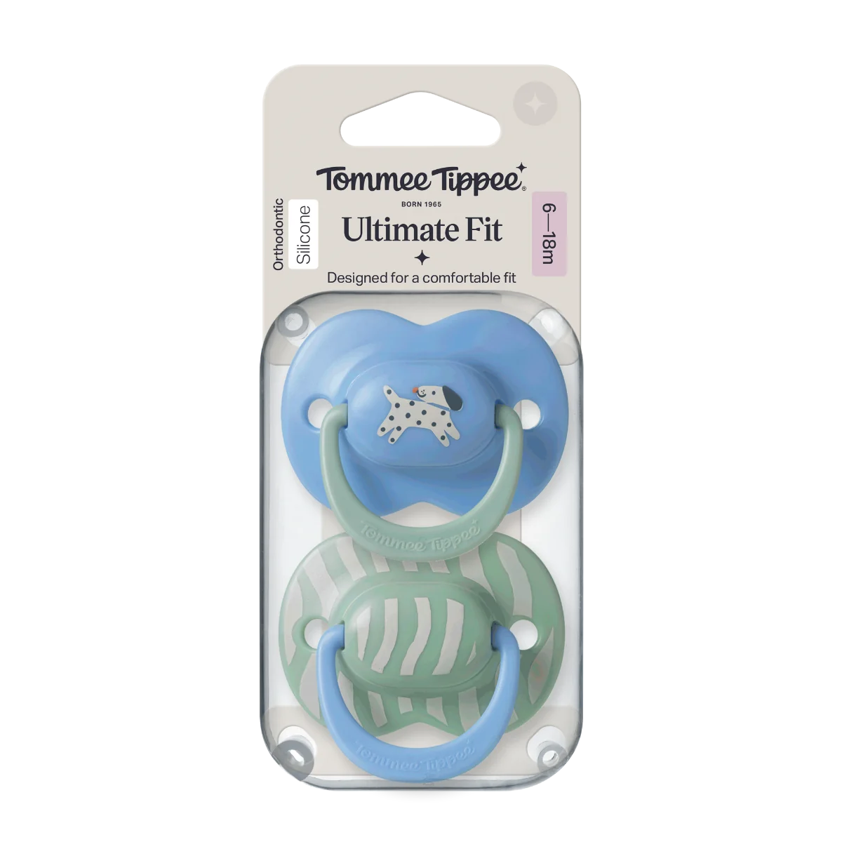 Tommee Tippee Silikonový dudlík Ultimate Fit Deco Boy 6-18m 2 ks více barevných variant