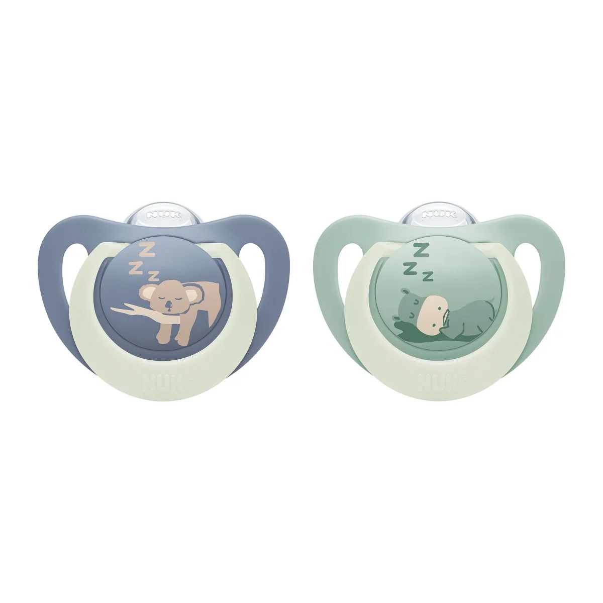 NUK First Choice Night Dudlík 0–6m box 2 ks hippo/koala