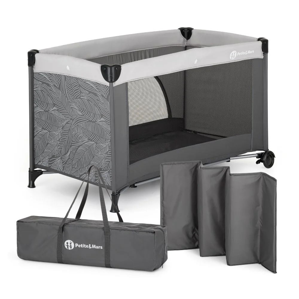 Petite&Mars Postýlka cestovní Nyja Urban Jungle Charcoal