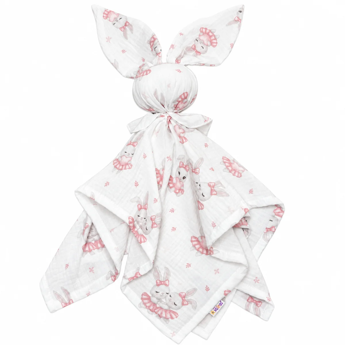 Baby Nellys Mušelínová plenka, mazlíček, přítulníček Bunny, Králičci, růžová, ecru