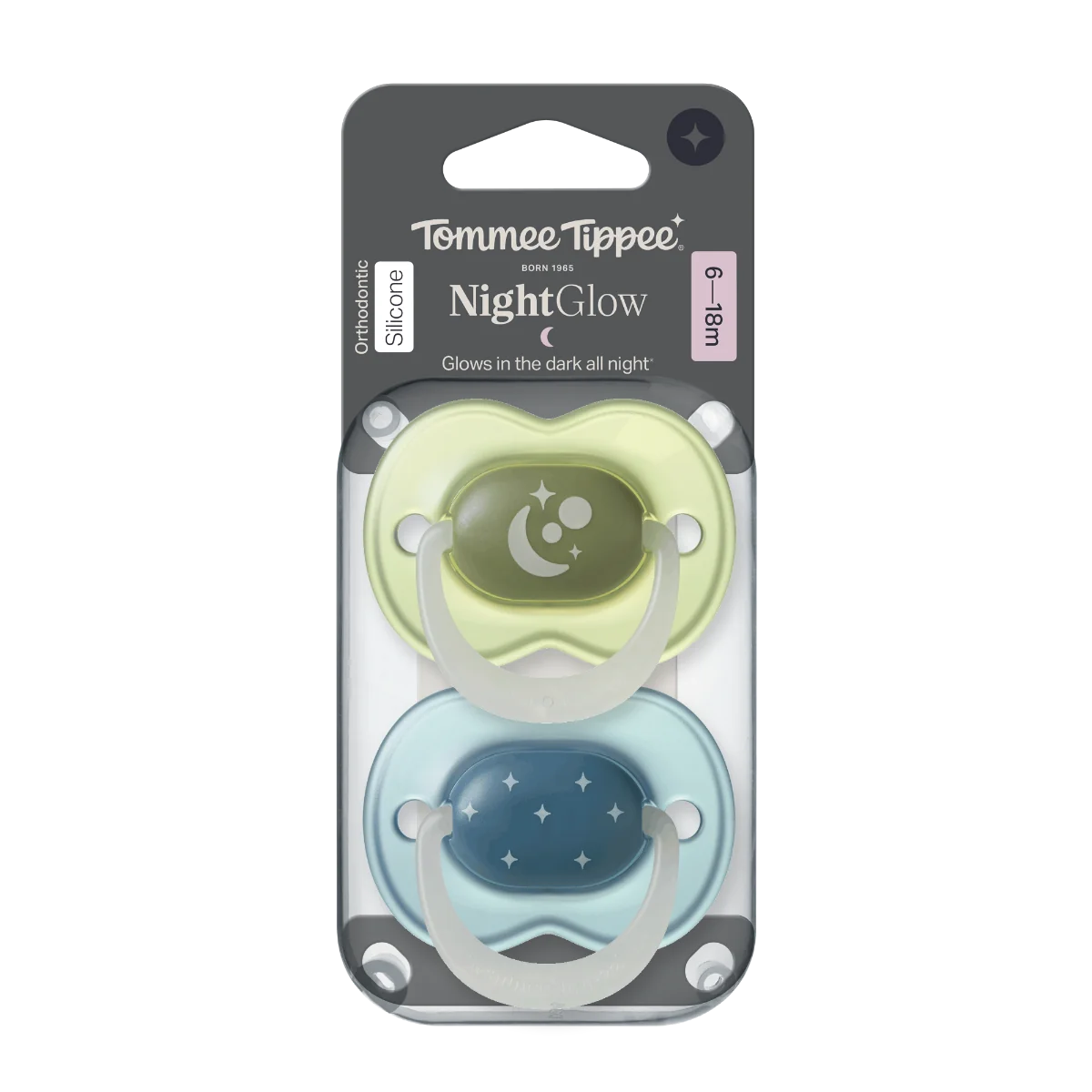 Tommee Tippee Silikonový dudlík Night 6-18m 2 ks více barevných variant