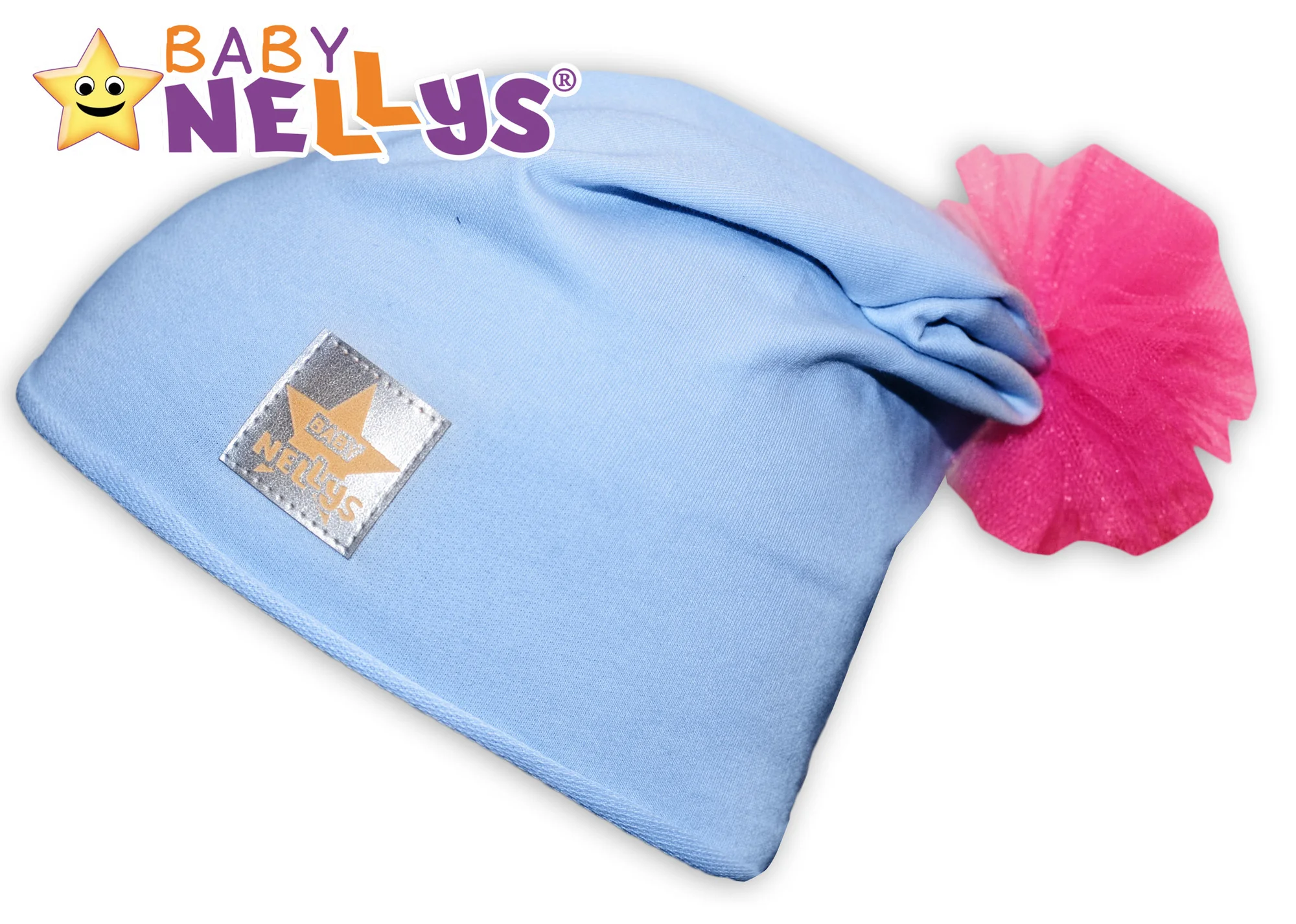 Baby Nellys Bavlněná čepička Tutu květinka ® - sv. modrá, 48-52, 2-8let