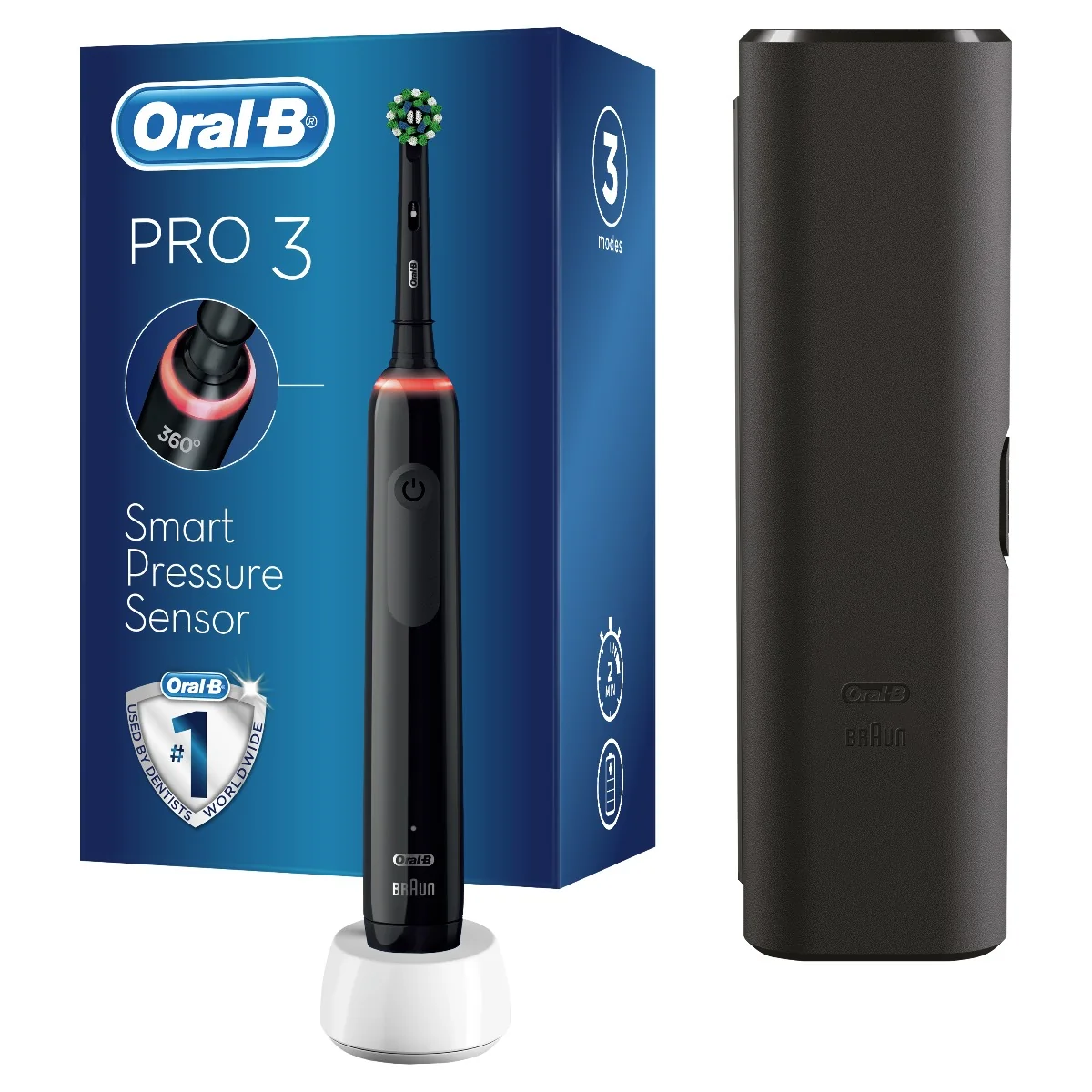 Oral-B PRO 3 3500 Cross Action elektrický zubní kartáček + cestovní pouzdro Black