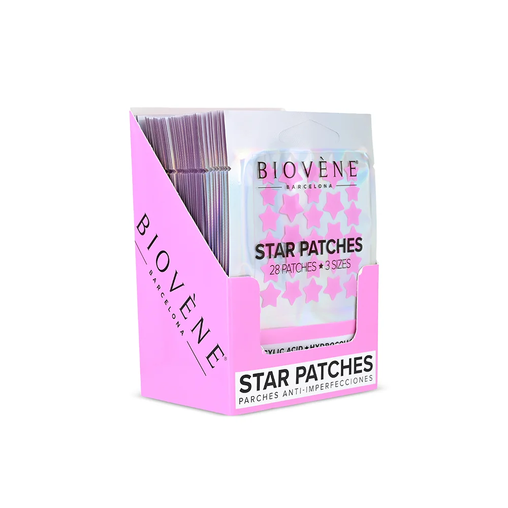 BIOVÉNE Pimple Patches hvězdičkové náplasti na nedokonalosti 28 ks růžové