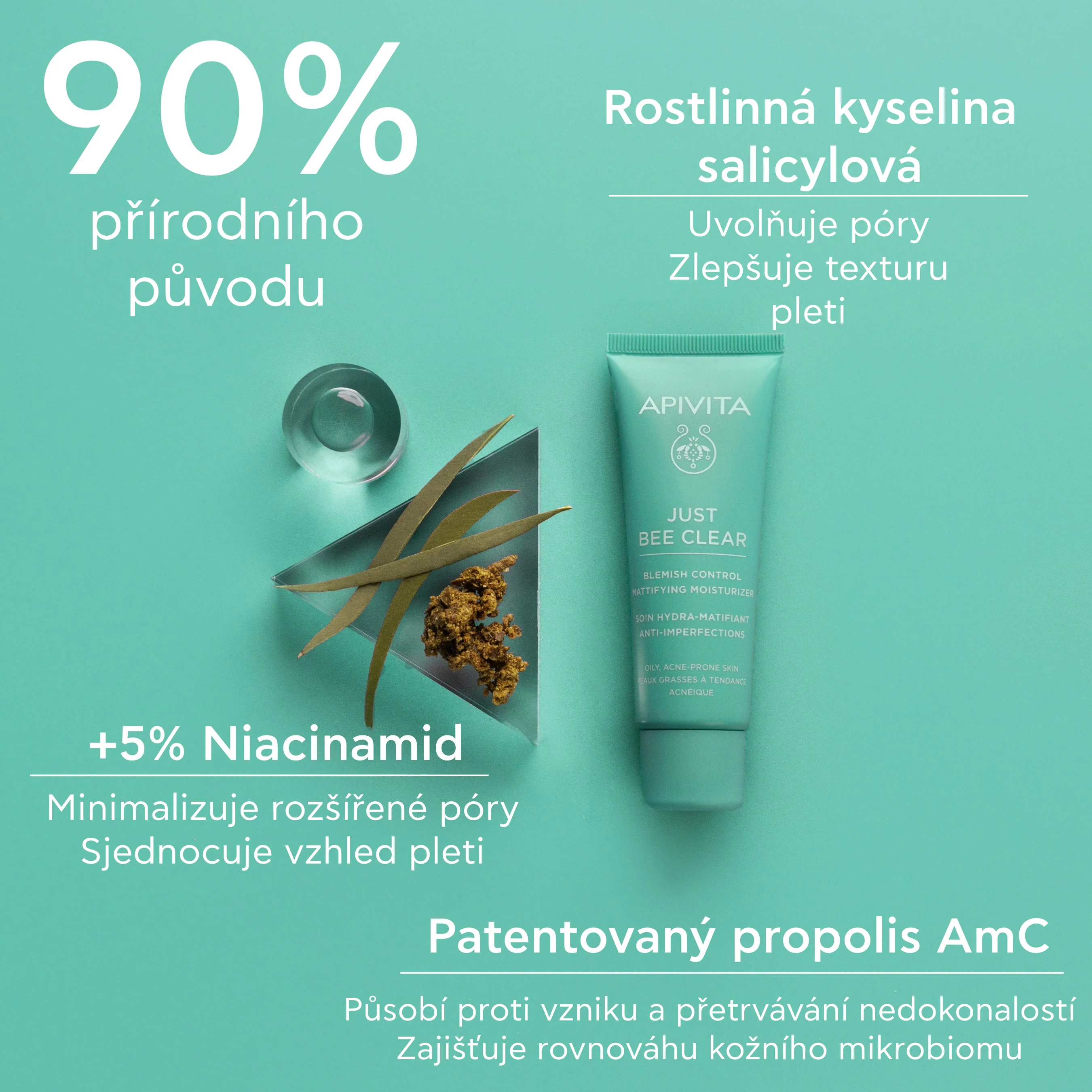APIVITA Just Bee Clear hydratační krém na pleť se sklonem k akné 40 ml