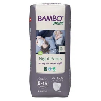 Bambo Dreamy Night Pants Girls 8-15 let 35-50 kg noční plenkové kalhotky 10 ks