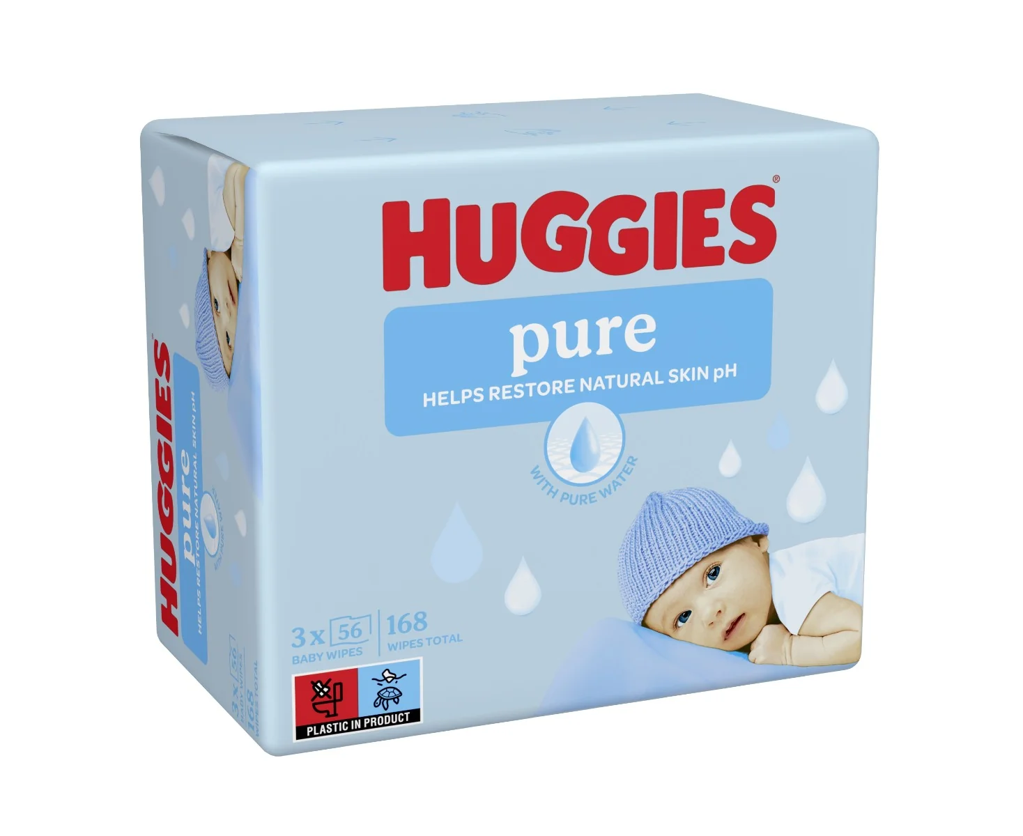 Huggies Pure Triplo vlhčené ubrousky 3x56 ks