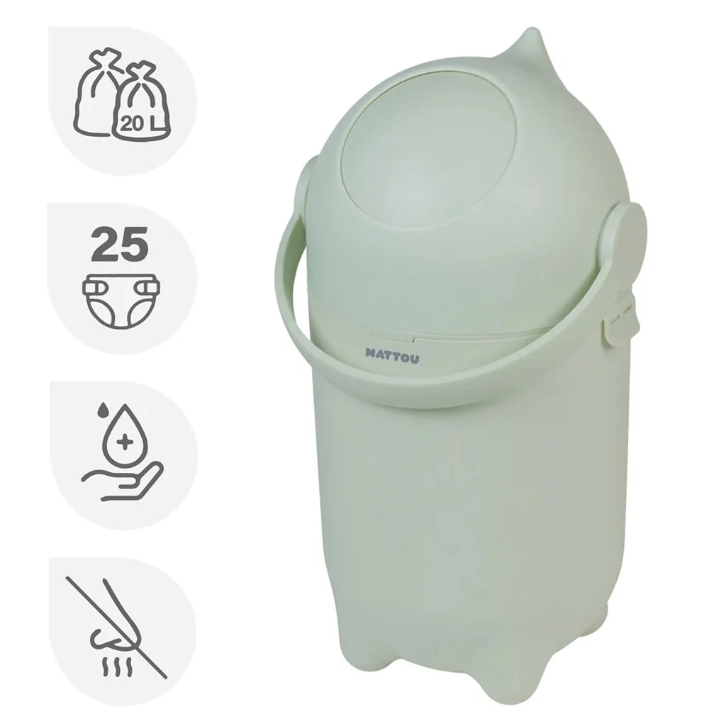 Nattou Koš na pleny Dropy Green 27 cm, 20l