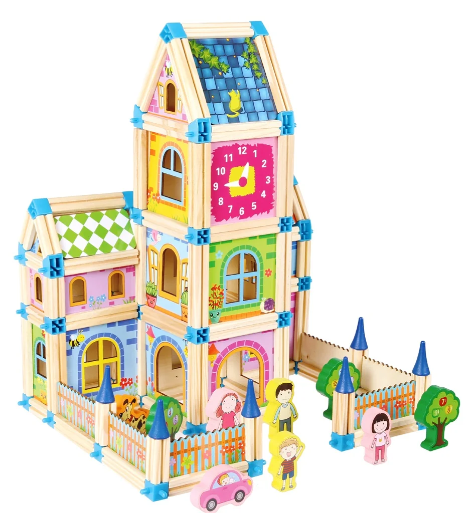 2Kids Toys Dřevěná stavebnice Zámek barevný