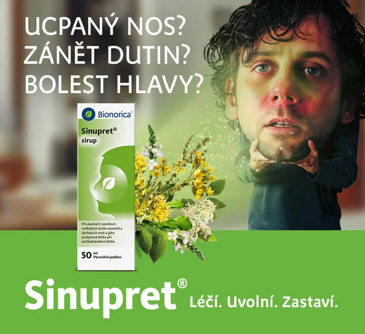 Sinupret sirup 50 ml. Ucpaný nos? Zánět dutin? Bolest hlavy? Sinupret. Léčí, uvolní, zastaví. Sinupret sirup 50 ml. Ucpaný nos? Zánět dutin? Bolest hlavy? Sinupret. Léčí, uvolní, zastaví.