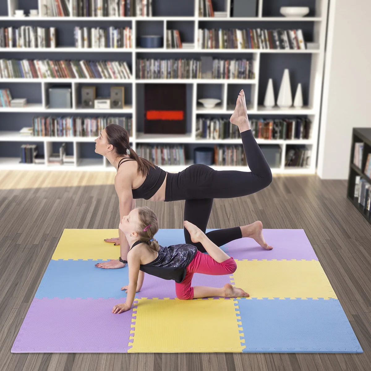 One Fitness Ochranná puzzle podložka MP10 žlutá-modrá-fialová