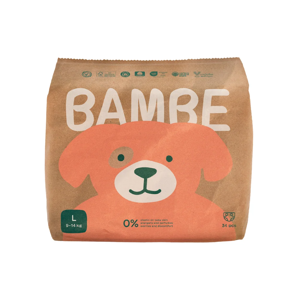 Bambe Ekologické plenky vel. L 9–14 kg 34 ks