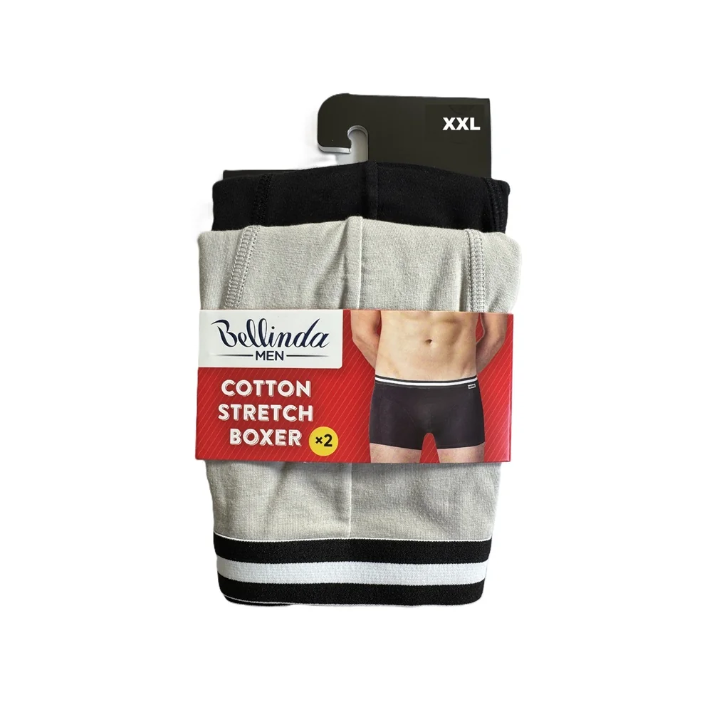 Bellinda Pánské bavlněné boxerky Cotton stretch vel. XXL 2 ks černé+šedé