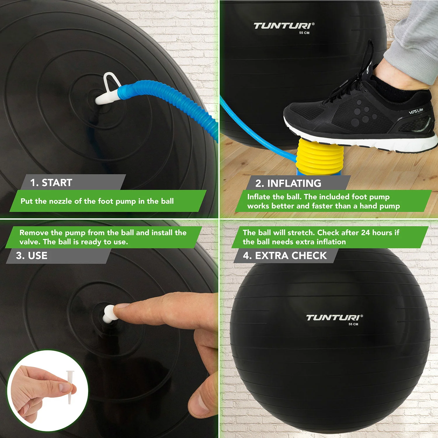 Tunturi Gymnastický míč s pumpičkou černý varianta 90 cm