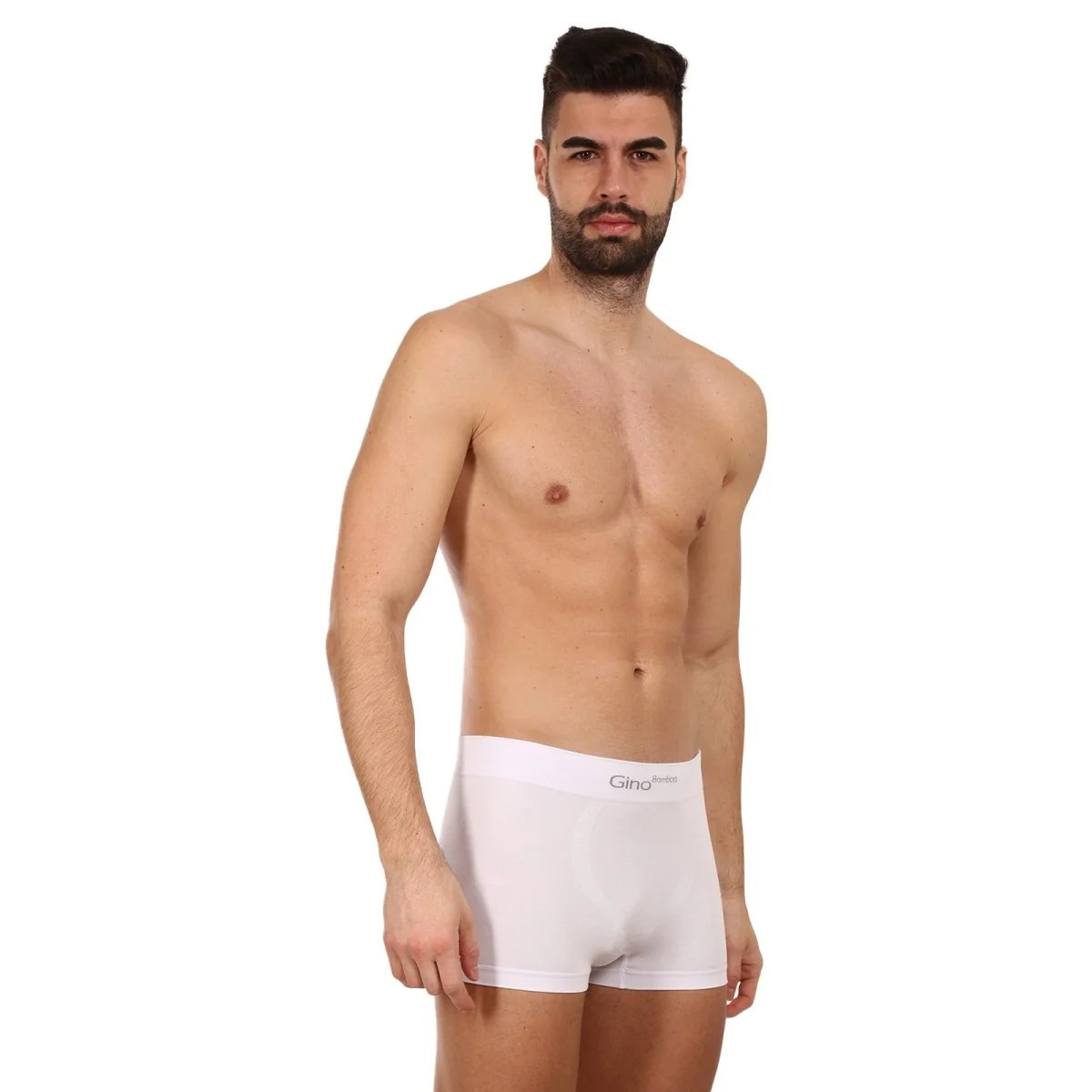 Gino Pánské boxerky bezešvé bambusové bílé (53004) L