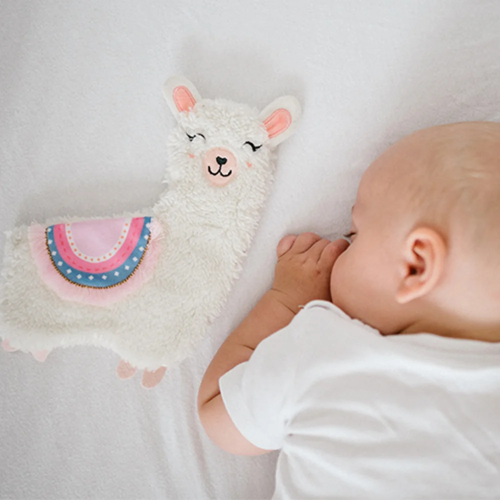 Babyono Plyšová hračka/přítulníček, šustící LAMA LULU, krémová/růžová