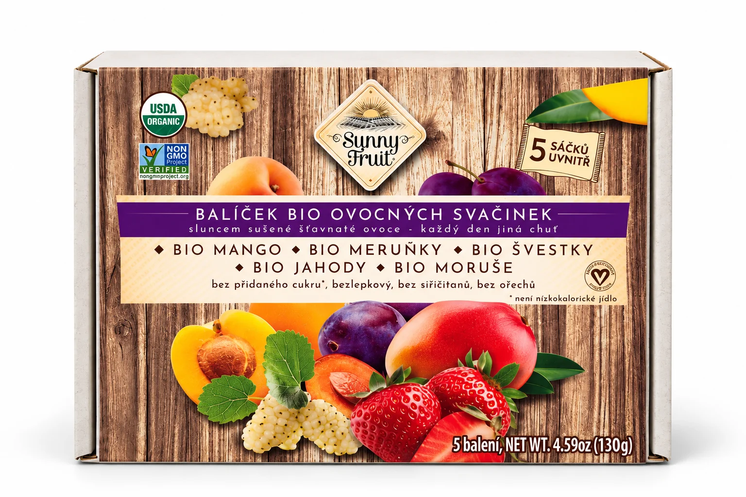 Sunny Fruit Balíček BIO ovocných svačinek 130 g