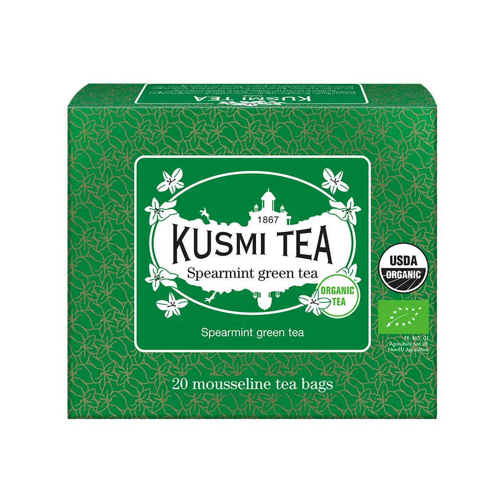 Kusmi Tea Organic Spearmint Green tea mušelínové sáčky 20x2 g