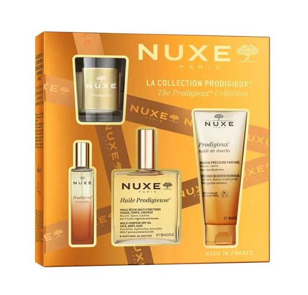 Nuxe The Prodigieux Collection dárková sada s vonnou svíčkou 4 ks