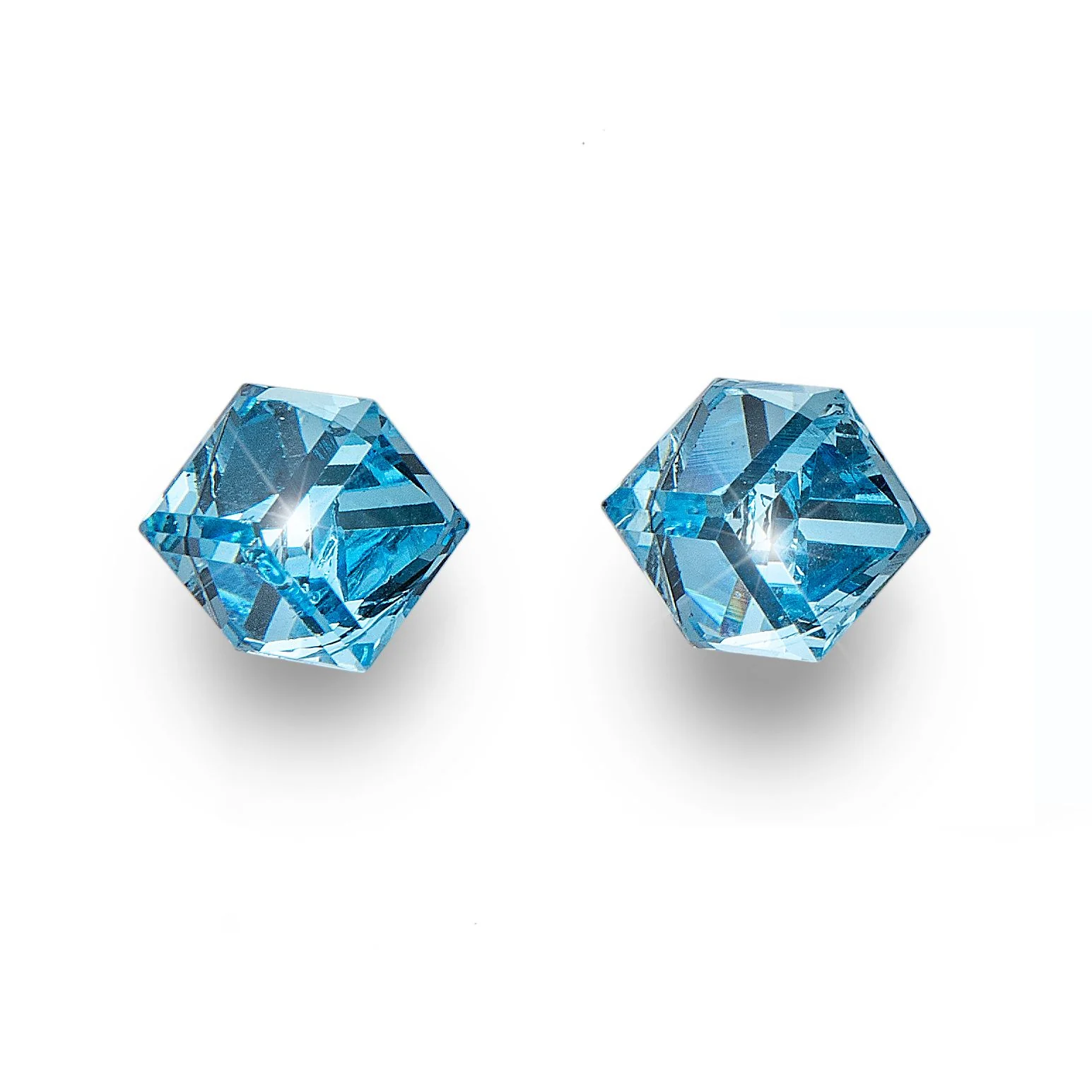 Náušnice Cube Midi aquamarine 1 pár