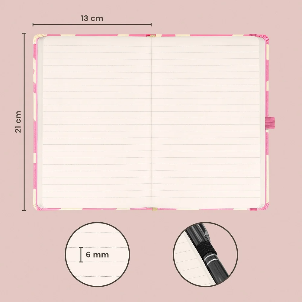 NOTIQUE Notes Růžová, linkovaný 13 × 21 cm