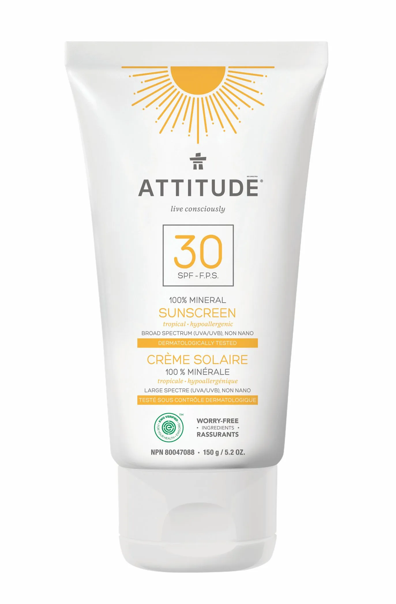 ATTITUDE Opalovací krém Tropical SPF30 150 g