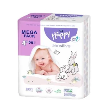 Bella Baby Happy Čistící ubrousky s aloe vera mega pack 4x56 ks