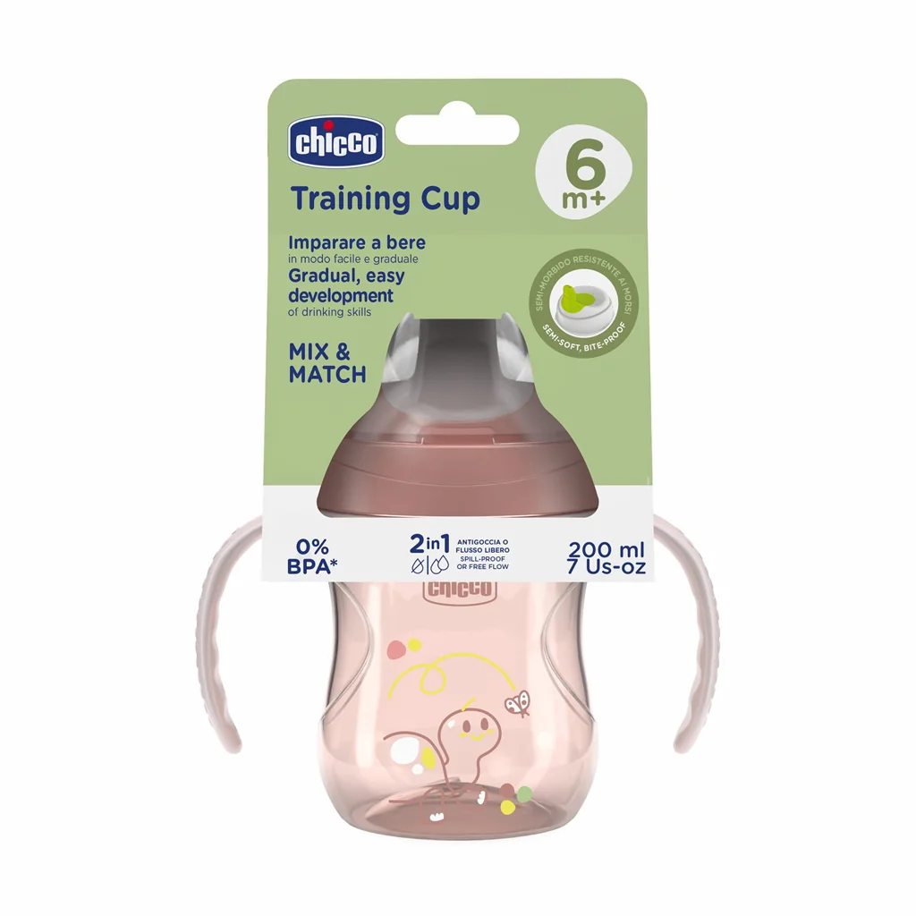 Chicco Hrneček Training s držadly 6m+ 200 ml pink
