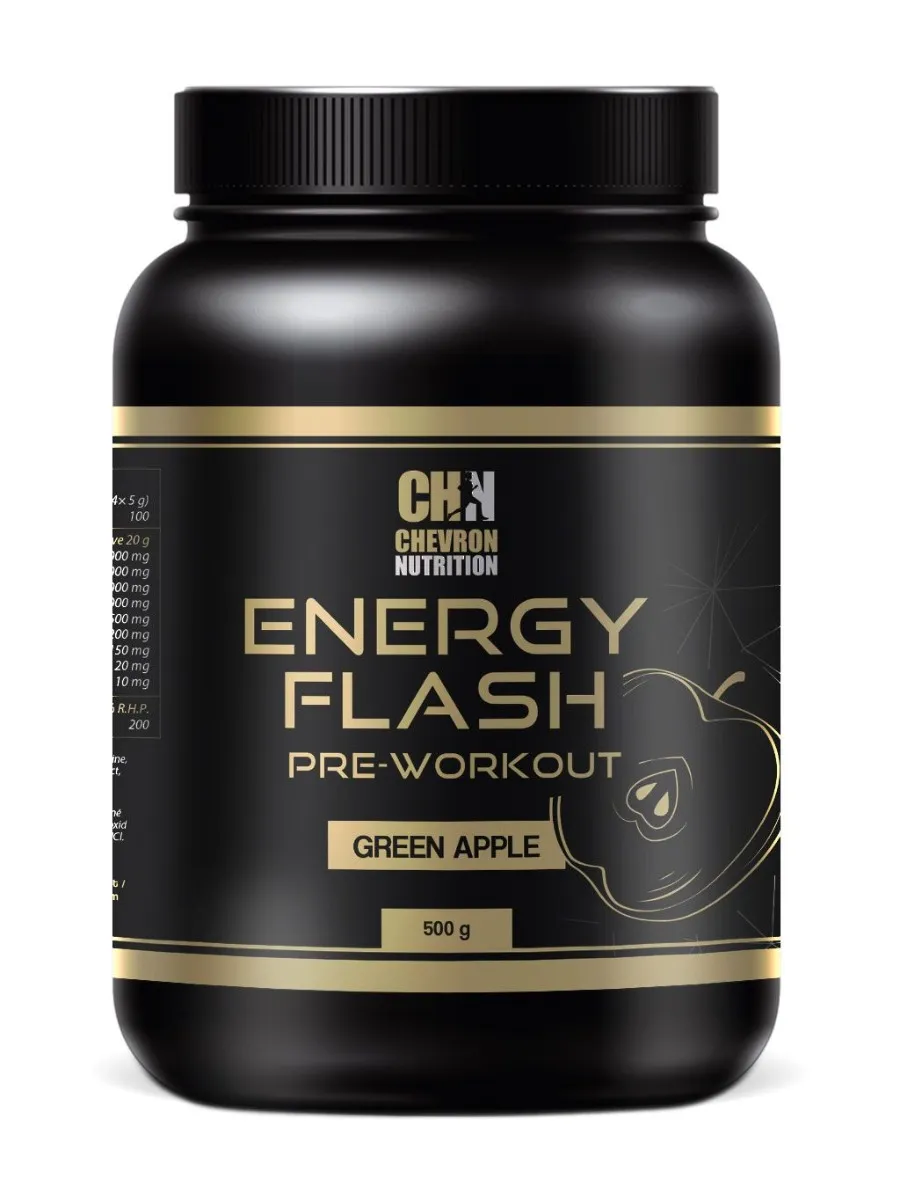 Chevron Nutrition Energy Flash Pre-workout Zelené jablko 500 g