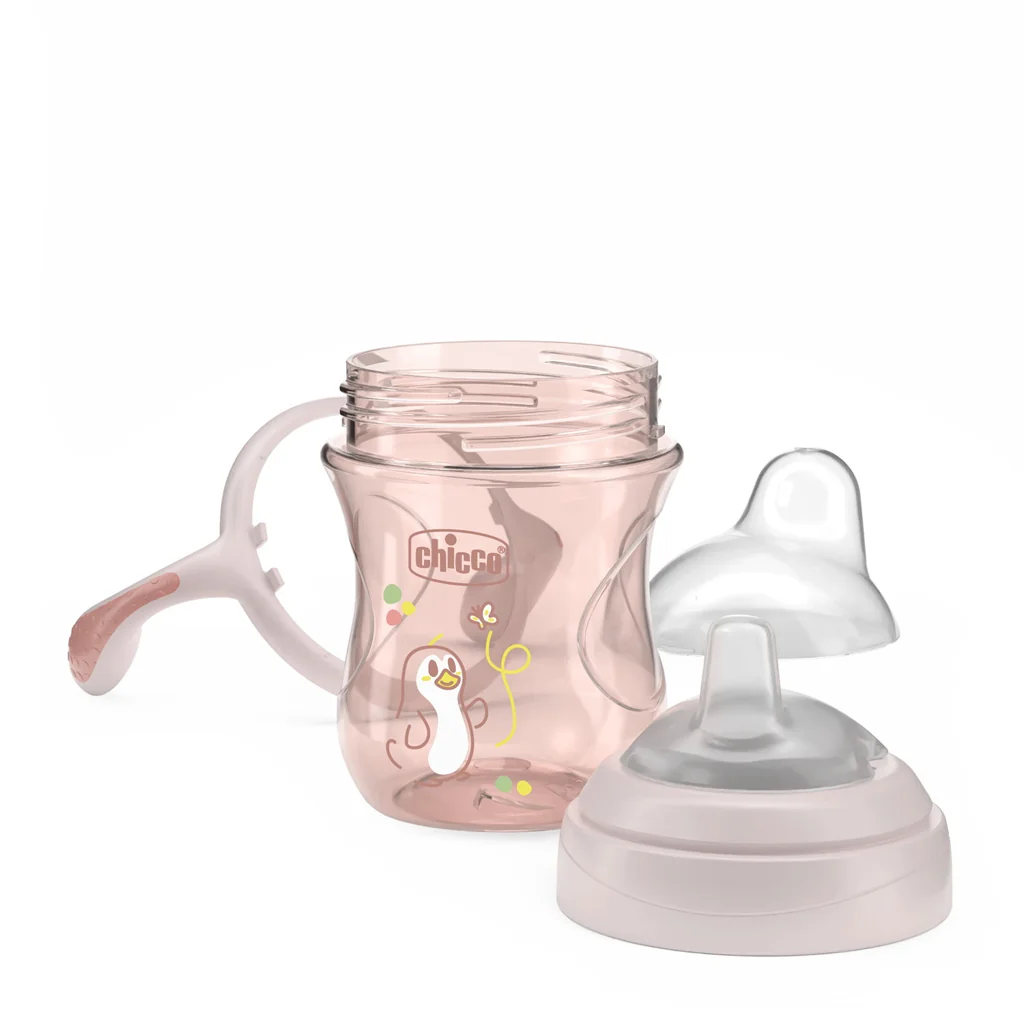 Chicco Hrneček Transition učicí s držadly 4m+ 200 ml pink