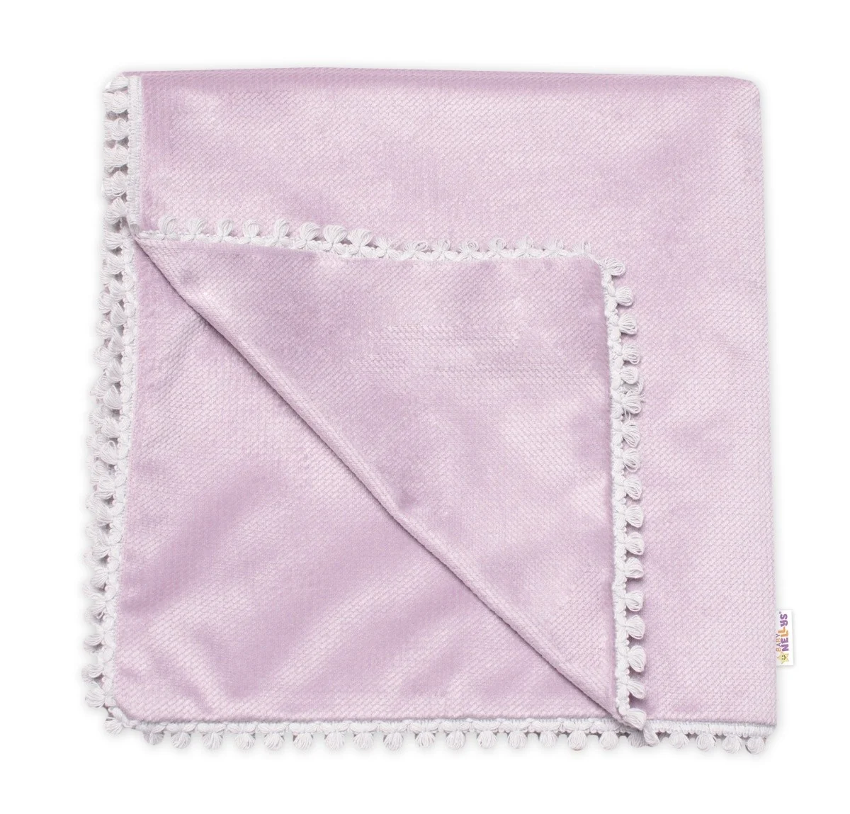 Baby Nellys Dětská deka Velvet - oboustranná s ozdobným lemováním, 100 x 75 cm, šeříková