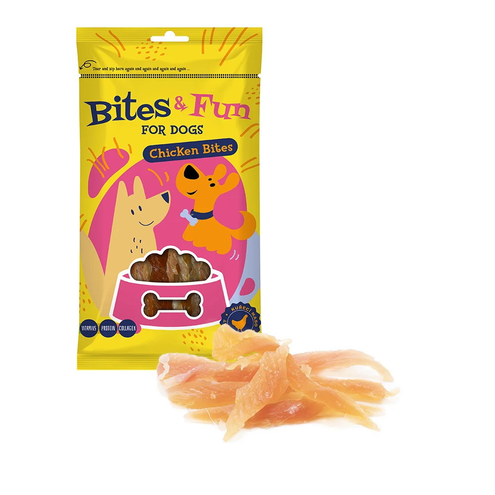 Akinu BITES & FUN Kuřecí kousky pamlsek pro psy 10 x 85 g