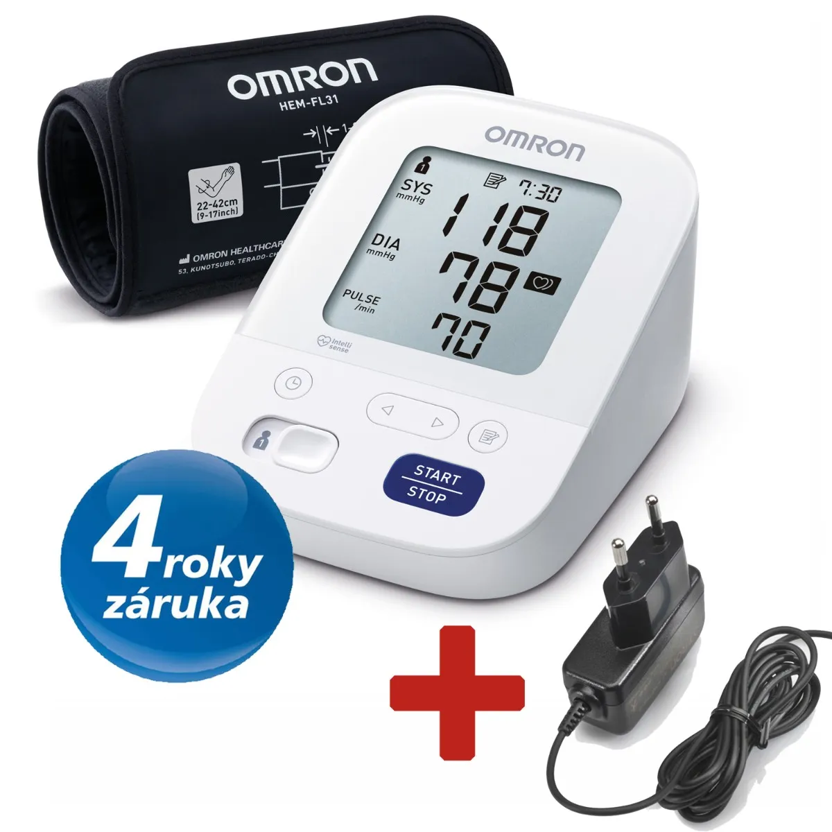 Omron M400 Comfort digitální tonometr + síťový zdroj