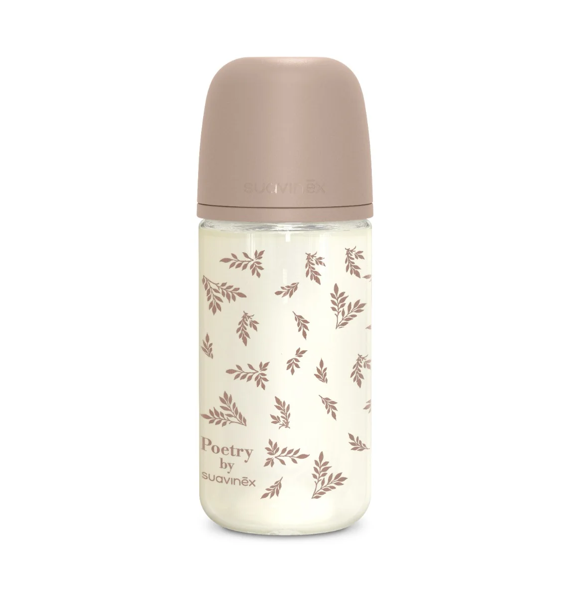 Suavinex Poetry Skleněná láhev fyziologická SX Pro 3m+ MF 240 ml 1 ks krémová