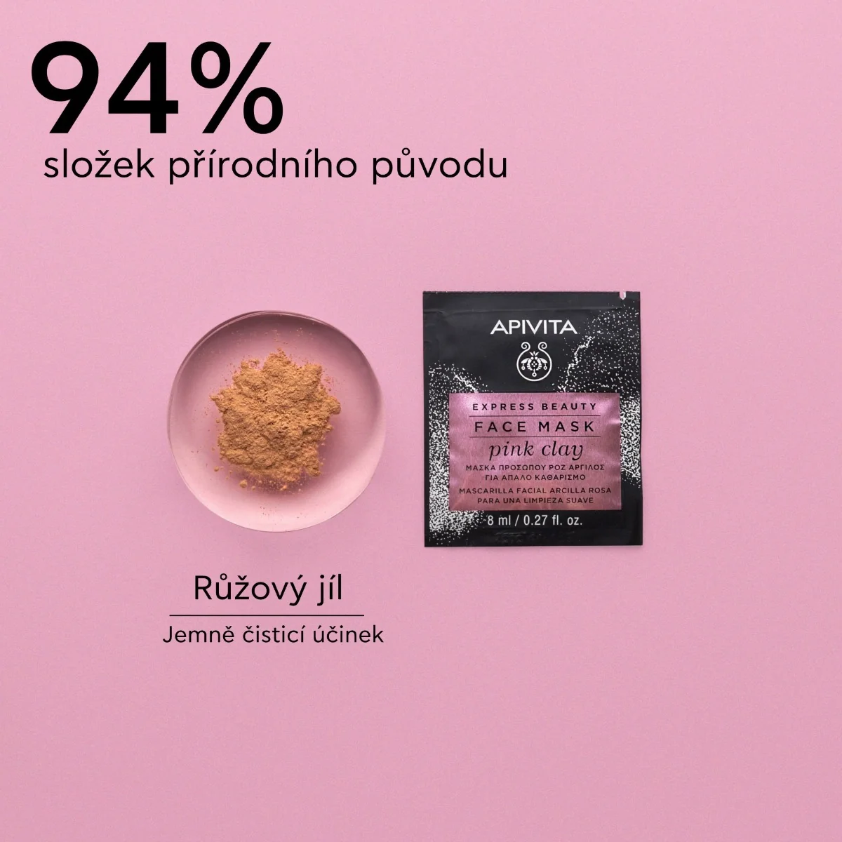 APIVITA Express Beauty Pink Clay pleťová maska 2x8 ml