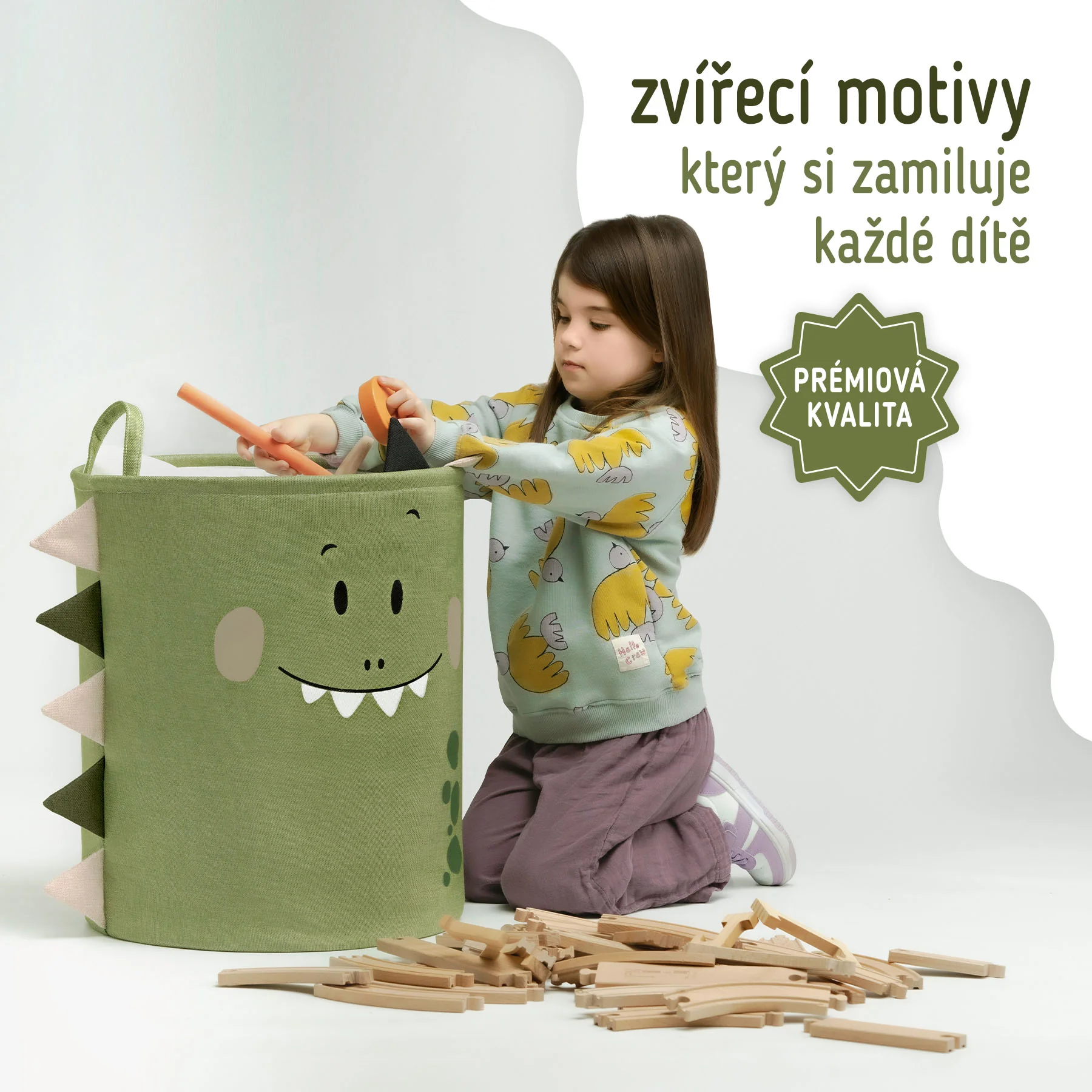 SIPO Koš na hračky XL se šňůrkou, skládací bavlněný / 63 l, DINO