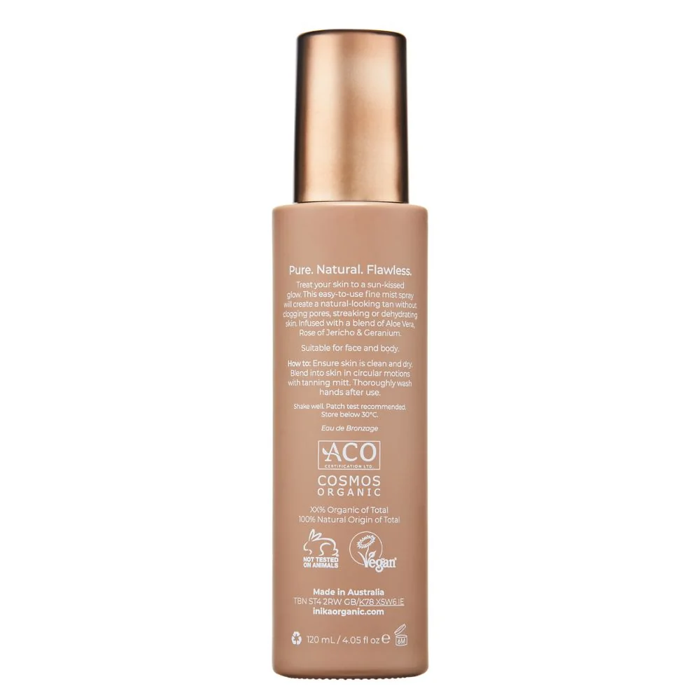 Inika Organic Tanning Mist Přírodní opalovací mlha na obličej a tělo 120 ml