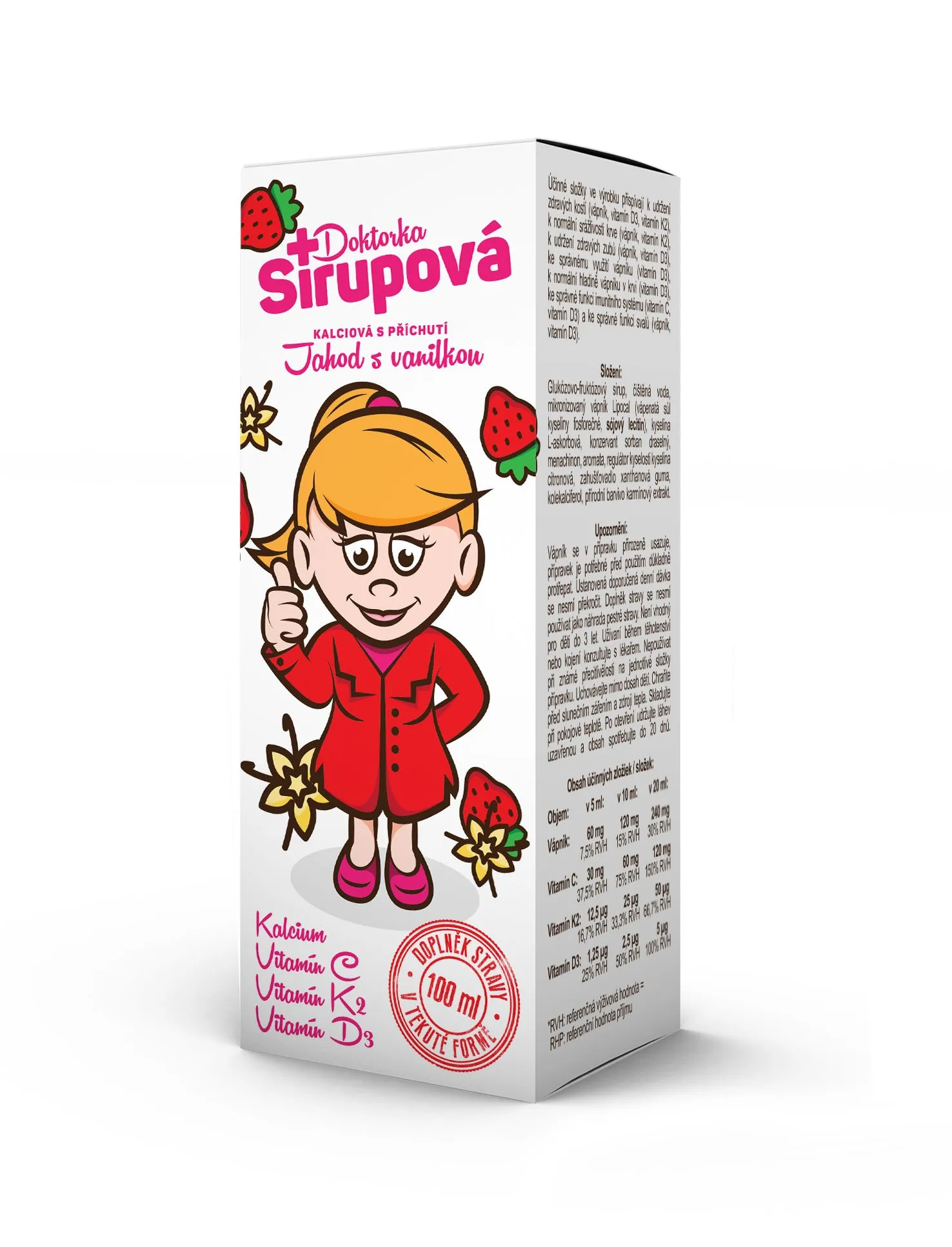 Doktorka Sirupová kalciová Jahody s vanilkou 100 ml