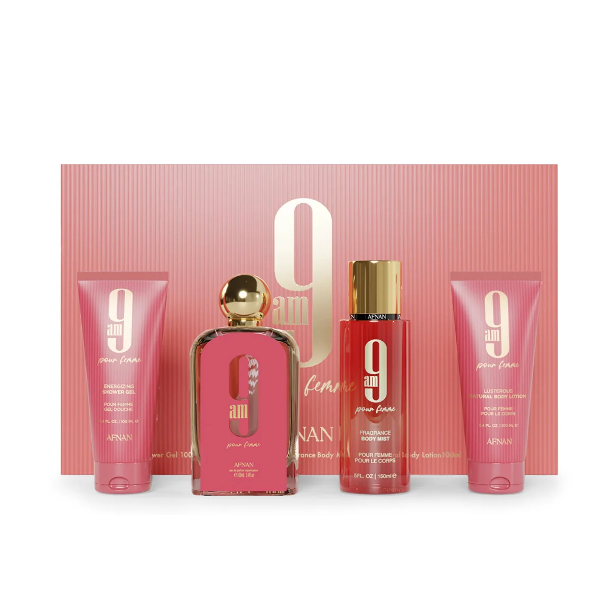 Afnan 9 am pour Femme EDP 100 ml + tělový sprej 150 ml + SG 100 ml + BL 100 ml W