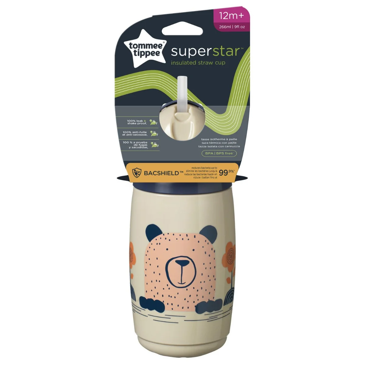 Tommee Tippee Superstar Netekoucí sportovní hrnek 12m+ 266 ml 1 ks šedý