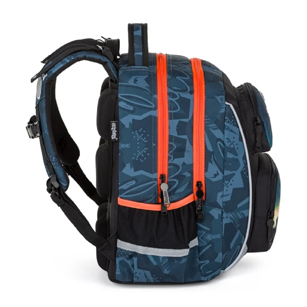 Oxybag OXY JUMPER - školní set Auto 3 ks: batoh, penál, sáček batoh, penál, sáček