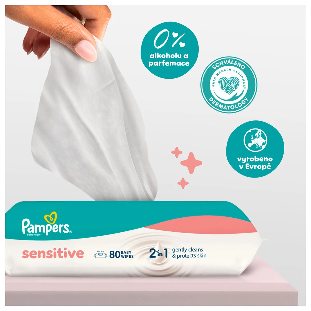 Pampers Sensitive Baby dětské čisticí ubrousky 12x80 ks