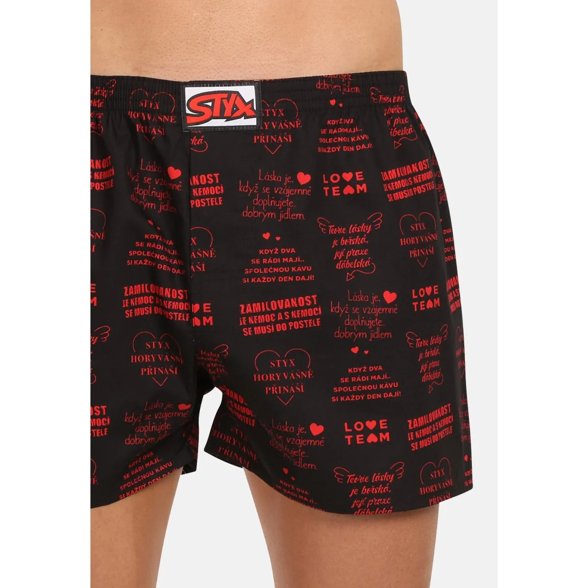 Styx Pánské trenky art klasická guma Valentýn texty (A1757) XXL