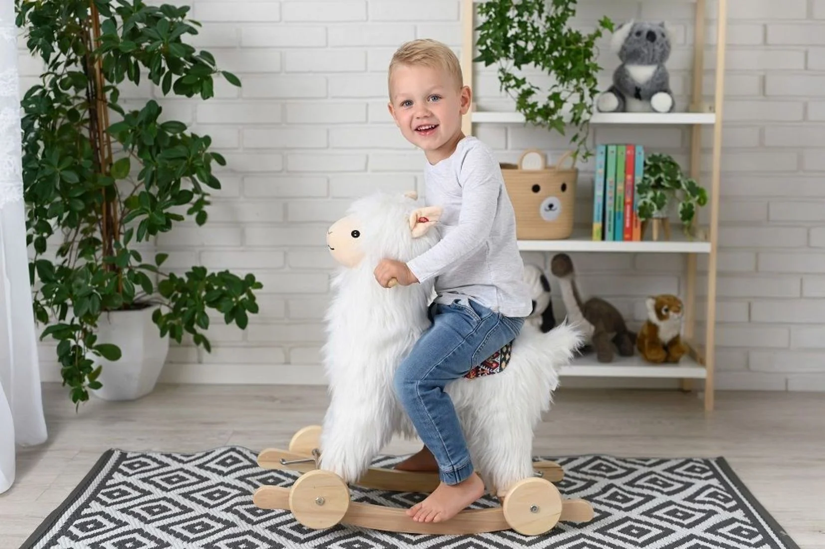 Adam Toys Houpací alpaka se sedlem a melodií – houpadlo 3+