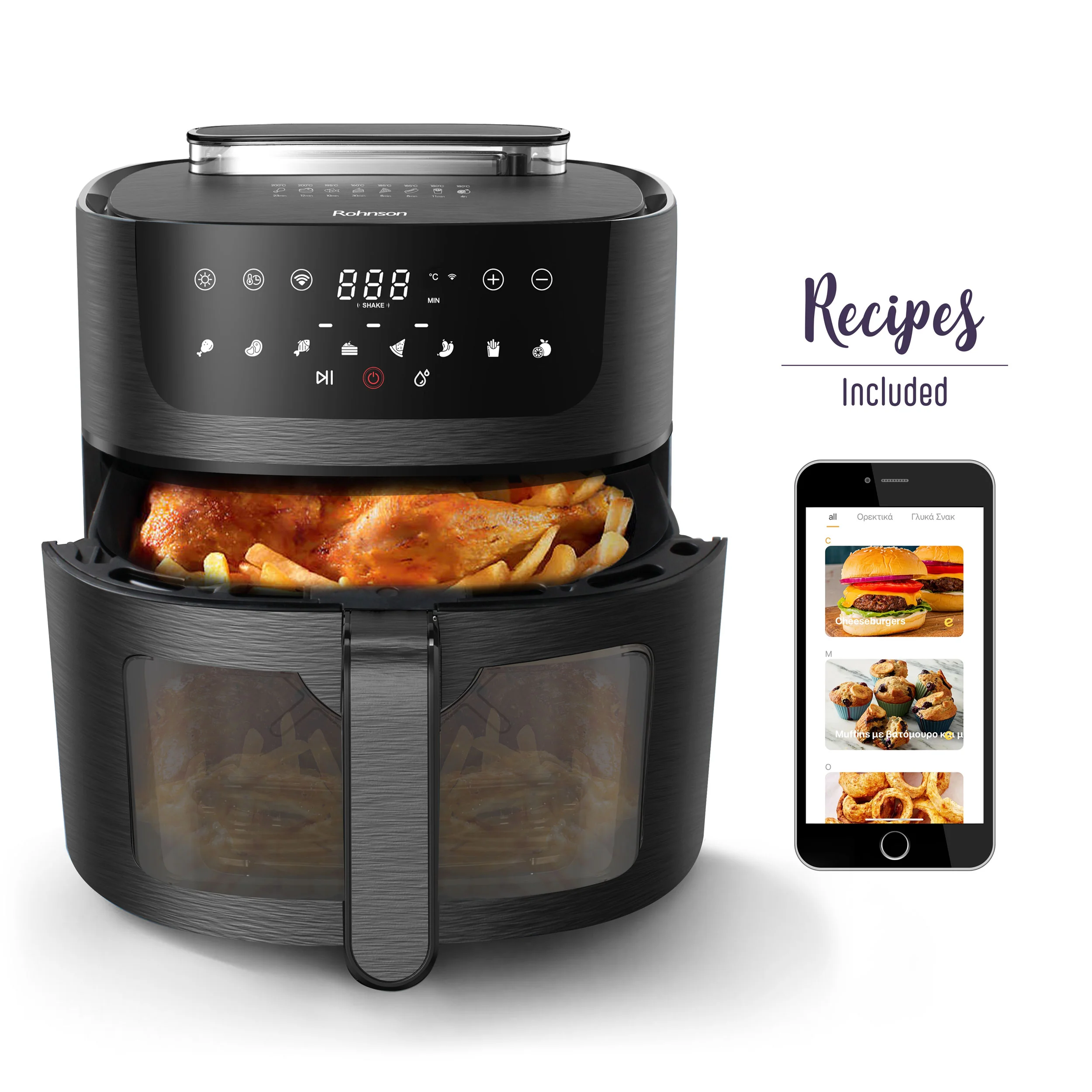 Rohnson Horkovzdušná fritéza R-2858 SmartChef XL 2 Wi-Fi – 8 l