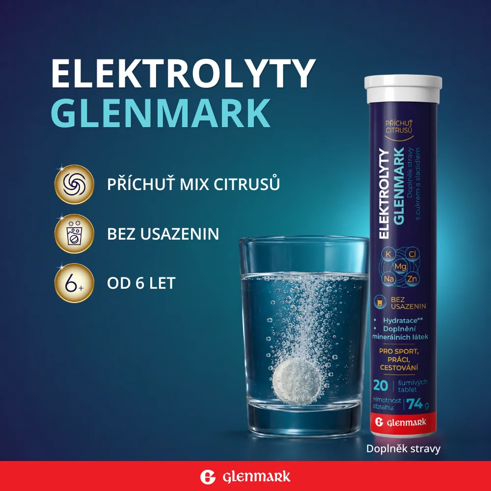 Glenmark Elektrolyty příchuť citrusů 20 šumivých tablet